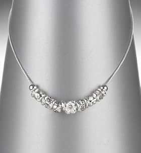 Silver Plated Bead Link Charm Necklace