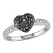 10K White Gold 1/3 ctw Black and White Diamond Heart Ring