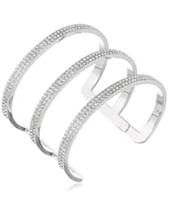 Vince Camuto Crystal Classics Silver Three Bar Bracelet, 6"