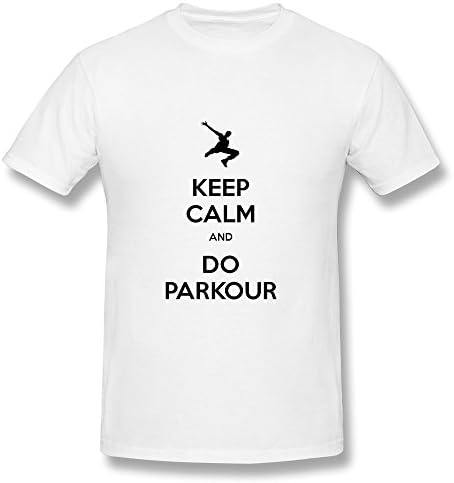 ZLSJ Men's Tees Keep Calm And Do Parkour Size XS White