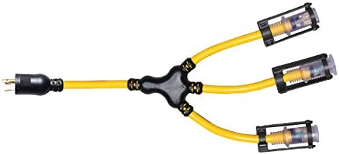 Voltec 04-00201 "W" Generator Adapter with E-ZEELOCK & Lighted End - 30A-15A