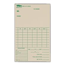 TOPS Weekly Time Cards, Green Ink Front, 3.38 x 5.5 Inches, 500-Count, Manila (1271)