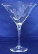 Individually Hand Etched Cactus Martini Glass 8 1/4"H Set / 4