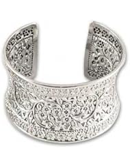 Sterling silver cuff bracelet, Moon Forest