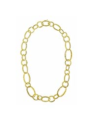 18K Yellow Gold Textured Link Necklace 24 Inch