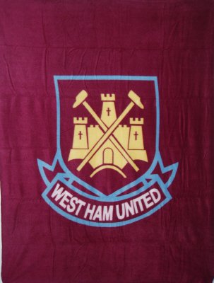 West Ham United FC Fleece Blanket, Claret/Blue, 130 x 180 Cm