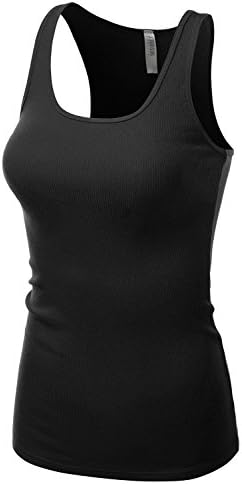 J.TOMSON Womens Basic Ribbed Cotton Spandex Racer Back Tank Top