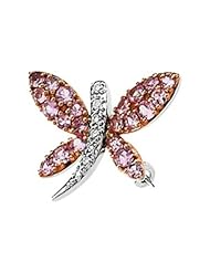 Genuine Pink Sapphire & Diamond Dragonfly Brooch