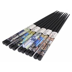 Buy 5 pair Japanese Chopsticks Gift Set Scenery BLUE now!