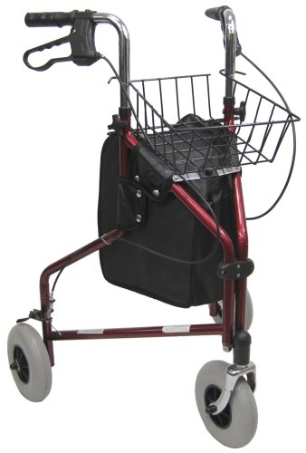 Karman Healthcare Aluminum 3 Wheeled Rollator, Burgundy