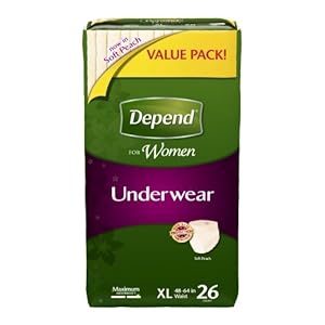 Depend for Women Underwear Maximum, Extra Large, Case/52 (2 Value Packs of 26)