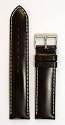 Men's Polished Italian Leather Watchband - Color Brown Size: 24mm Watch Strap