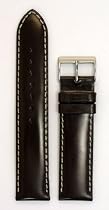 Men's Polished Italian Leather Watchband - Color Brown Size: 24mm Watch Strap