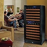 Wine Enthusiast N'finity 121-bottle Wine Cellar Dual Temperature, Black Trimmed Door 5 Blue LED Int