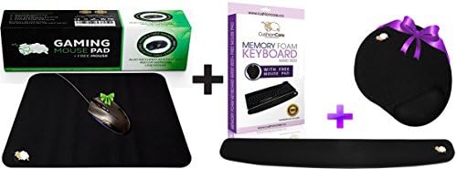 CushionCare Heavy Duty Regular Black Gaming Mouse Mat Pad + Mouse Pad With Keyboard Armrest - With Non-Slip Rubber And Smooth Cloth Surface - Provides Comfort and Support to Hands