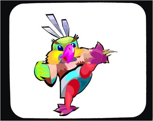 Decorated Mouse Pad with kick, bird, animal, arts, martial, parrot, karate, cartoon