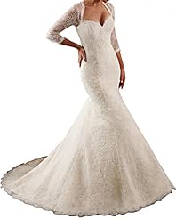 Sexy Mermaid Natural   Waistline Sweetheart Lace Open-Back Wedding Dress 