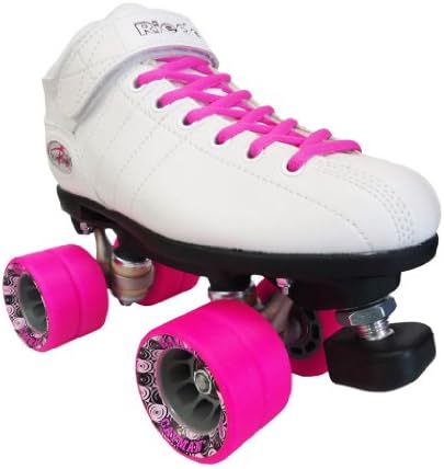 Riedell R3 White Pink Speed Skates - R3 Pink Speed Roller Derby Skate