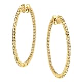 108 Stone Round Pave Set Diamond Hoop Earrings 1.33ct
