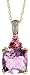 10k Yellow Gold 18" Chain & 13/16" (21mm) tall Pendant, w/ Round Cut Diamonds, Pink Sapphire Stones & 10mm Cushion Cut Amethyst Stone