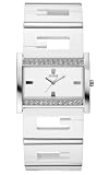 Guess Ladies 'G Status' Stone Set Steel Case with White Resin Strap Watch