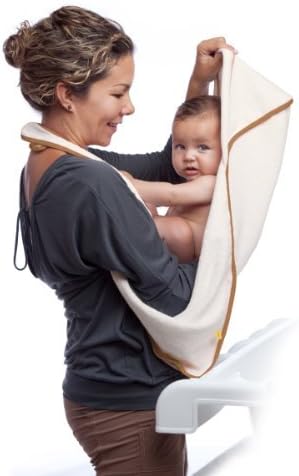 aacua Infant to Toddler 4 in 1 Multi-Use Organic Bath Towel (Organic Khaki Trim) by Maamam
