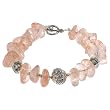 EXP Handmade Pink Quartz Bracelet With Antiqued Silver Beads