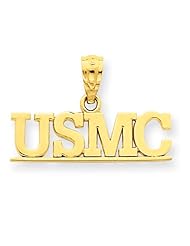 14K Yellow Gold USMC Charm Pendant