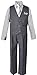 Black n Bianco Boys Pinstripe Dress Suit, with Vest, Shirt, Tie and Pants Set