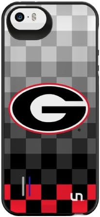 Uncommon LLC University of Georgia Pixel Stripe Power Gallery Battery Charging Case for iPhone 5/5S - Retail Packaging - Black/Red/White