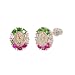 Sterling Silver, Virgin Mary Stud Earring Screw Back Mixed Colored Stones