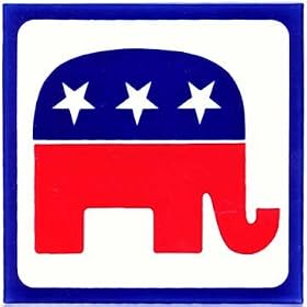 POLITICAL AND PATRIOTIC GIFTS-REPUBLICAN ELEPHANT CERAMIC WALL PLAQUE by Besheer Art Tile, Bedford, New Hampshire, U.S.A