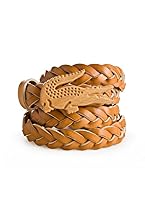 Women's Braided Belt With Wooden Croc