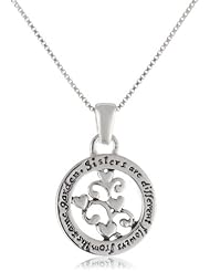 Sterling Silver "Sisters Are Different Flowers From The Same Garden" Pendant Necklace, 18"