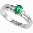 14K White Gold Chatham Created Emerald and Diamond Ring