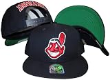 Cleveland Indians Navy Plastic Snapback Adjustable Plastic Snap Back Hat / Cap