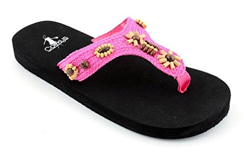 Corkys Footwear Women's Crochet Flip Flops Man-Made Slippers