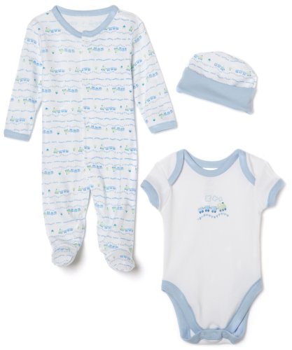 SpaSilk 100% Cotton 3-Piece Sleepwear Set - Boy Train Print, 9