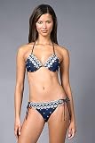 Navy Eyelet String Bikini Bottoms by Shoshanna