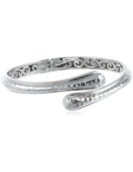 Bronze with Plated Hammered Bypass Bangle Bracelet, 7.25"