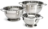 Prime Pacific Trading Stainless Steel Euro Colander, Set of 3