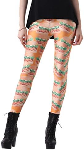 Skinny Yoga Fitness Women Hamburger Orange Blue Fun Girls Punk Pants Jeggings Tights