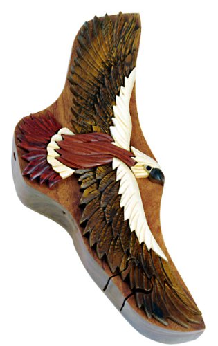 wood jewelry  Boxes: Intarsia Hand Carved Wood Trinket / Jewelry Box  Flying Eagle | 315 x 500