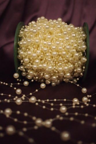 8mm &amp; 3mm Pearl String Bead Garland Wedding Decoration 3m in length (Ivory)