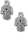 TierraCast Hamsa Hand Design Pewter Pendant Charm, 21mm, Antiqued Silver Plated