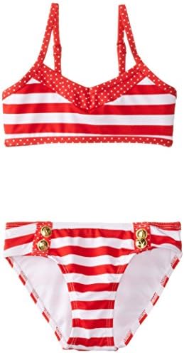 Jantzen Little Girls'  Mix Print Sailor Bikini, Red, 5