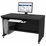 Enclosed Office or Classroom Computer Desk 48 x 30 -Black Frame, Black Surface