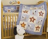 Review Lambs & Ivy 93004V / Bedtime Originals Champ Snoopy 4-Piece Baby Crib Bedding Set, Blue