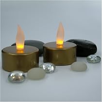 FL-1036 | Professional Quality 2 Piece LED Gold Tea Light Battery Candle Set, Ideal for dressing tables at weddings and christenings or any event