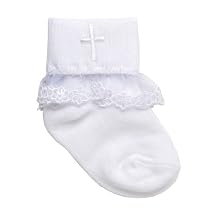 Tic Tac Toe Christening Lace Anklet - White, 0-6 Months